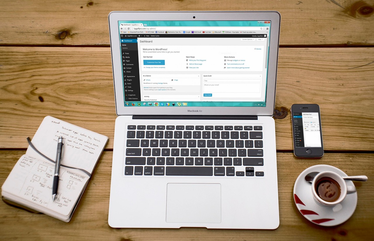 Website design on screen